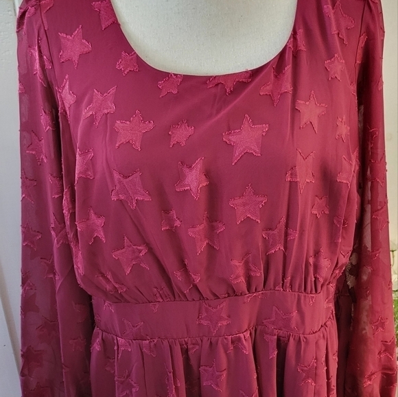 Midi Clip Dot Chiffon Tiered Dress Size 1X - Picture 2 of 12